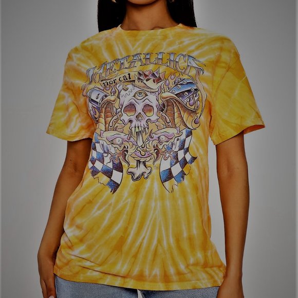 Metallica NorCal Skull thrash metal rock Tie-Dye Official T-Shirt L bigg… - Picture 1 of 5
